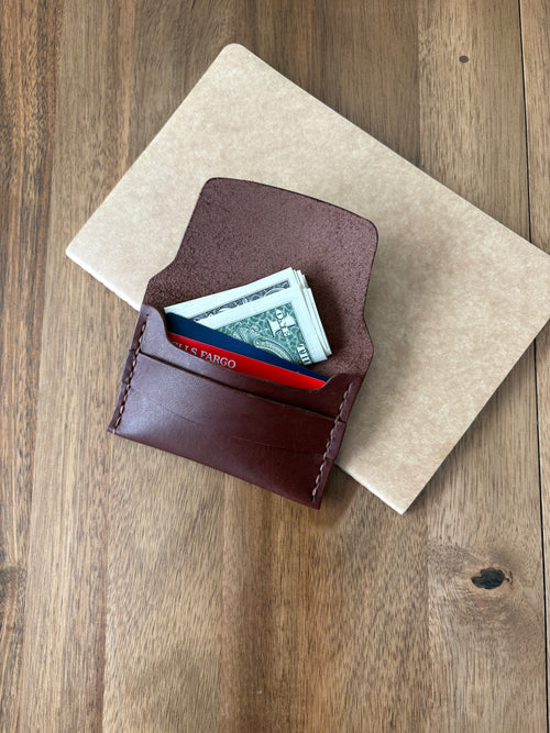 Vintage-style leather flap wallet